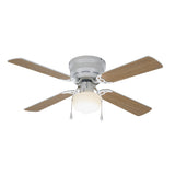 42&quot; Hugger Metal Indoor Ceiling Fan with Light, White, 4 Blades, LED Bulb, Reverse Airflow