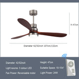 Classic Oirgal Wooden Ceiling fan Reversiable DC Motor Ceiling fan suitable for Winter and Summer Support 110V-220V