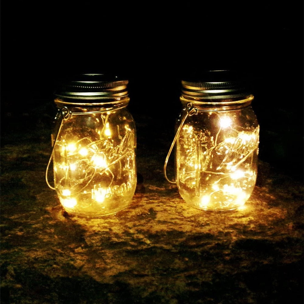 Solar Mason Jar Lid Lights Outdoor Waterproof Hanging Mason Jar Lights Christmas Lights for Garden Patio Porch Lawn Decoration