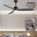 52 Inch Led Ceiling Fan Light Roof Home Fans Modern Indoor Decorate Wooden Blade Dc Ceiling Fan With Remote Control Ventilador