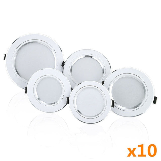 10pcs/lot LED Downlight 5W 9W 12W 15W 18W Recessed Round LED Ceiling Lamp AC 220V-240V Indoor Lighting Warm White Cold White