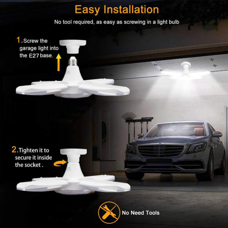 E27 LED Garage Light 38W 85-265V Home Ceiling Lamps Deformable Fan Blade Light Energy Saving Garage Lamp Industrial Lighting