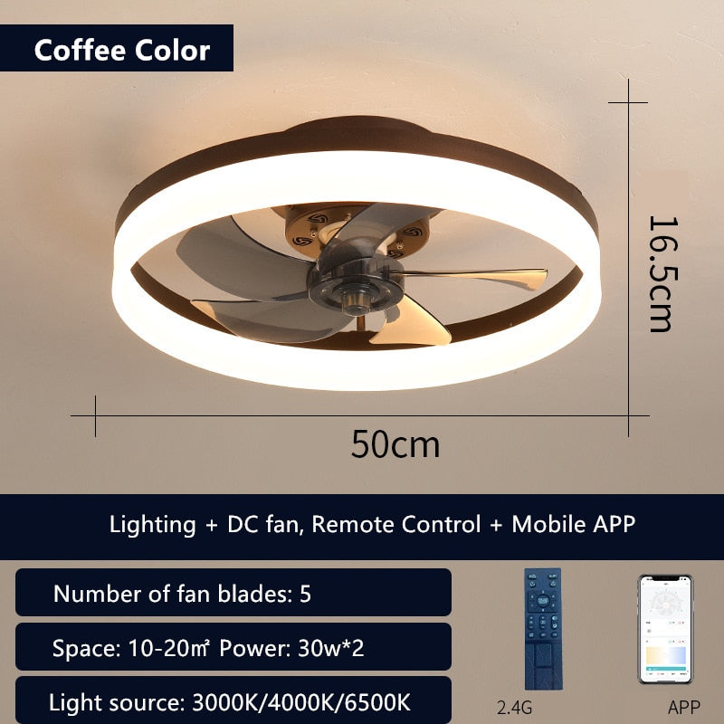 LED Ceiling Light Fans AC DC Fan Bedroom Lamp Lighting For Living Room Decorative Lamps Ventilated Silent With Remote Control