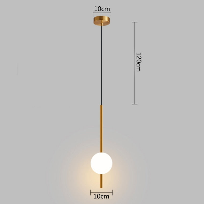 Simple glass ball pendant lights Nordic bedroom bedside long line hanging lamp modern restaurant decor lamp
