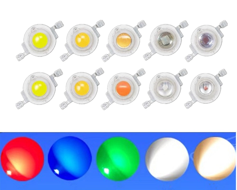 100PCS LED 1W 3W Bulbs High Power Lamp Beads Light Pure Chips 35mli 45mli Pink White Red Blue Green Yellow for Blubs Downlight