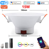 Tuya WiFi LED Downlight 5W 7W 9W 10W 15W 220V Dimmable Spot Led Light Work With Alexa Google Home RGB+CW+WW Smart Ceiling Lamp