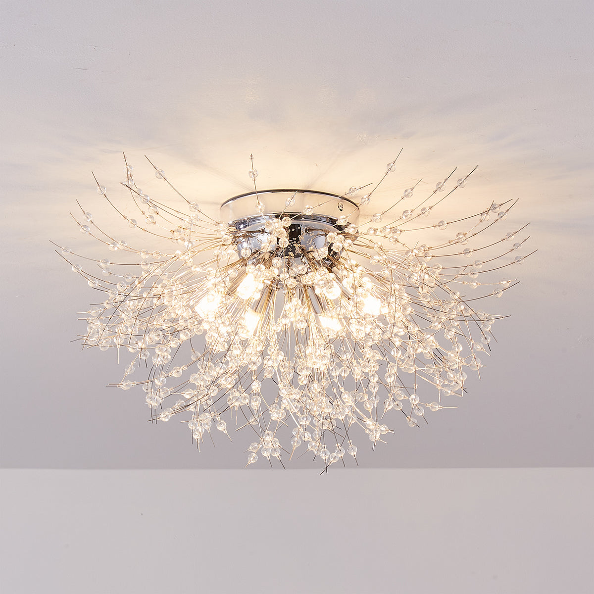 LED Crystal Firework Chandelier Modern Style Ceiling Light Fixtures 6 Light Pendant