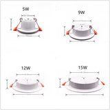 5W-36W Ceiling Light Recessed LED Spotlight Down Light AC 90-260V for Living Room and Shopping Mall Lighting
