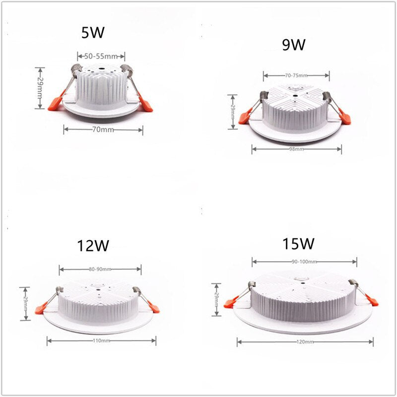 5W-36W Ceiling Light Recessed LED Spotlight Down Light AC 90-260V for Living Room and Shopping Mall Lighting