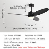 52Inch Fan lamp Modern Simple DC Ceiling Fan Lamp Restaurant Living Room Household use 110V 220V Remote Control Electric fan