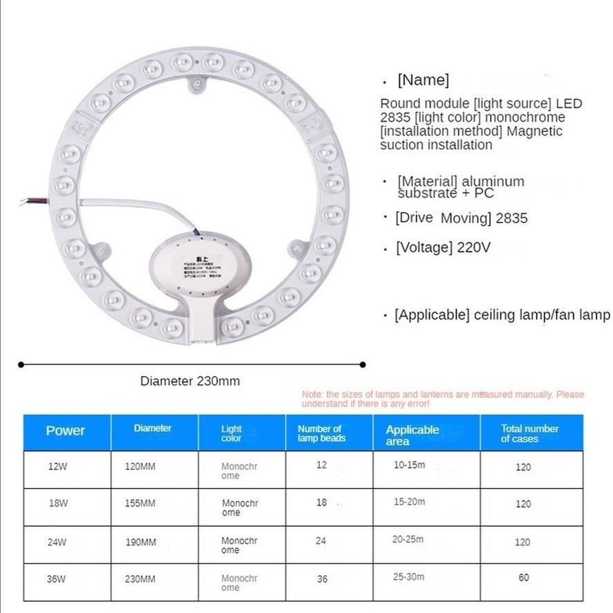 LED Ring PANEL Circle Light 36W 24W 18W 12W Cold white  AC220V-240V Round Ceiling board the circular lamp board blub
