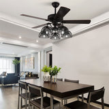 52” Retro Industrial Ceiling Fan 5 Light with Metal Lampshade and Remote Control for Living Room