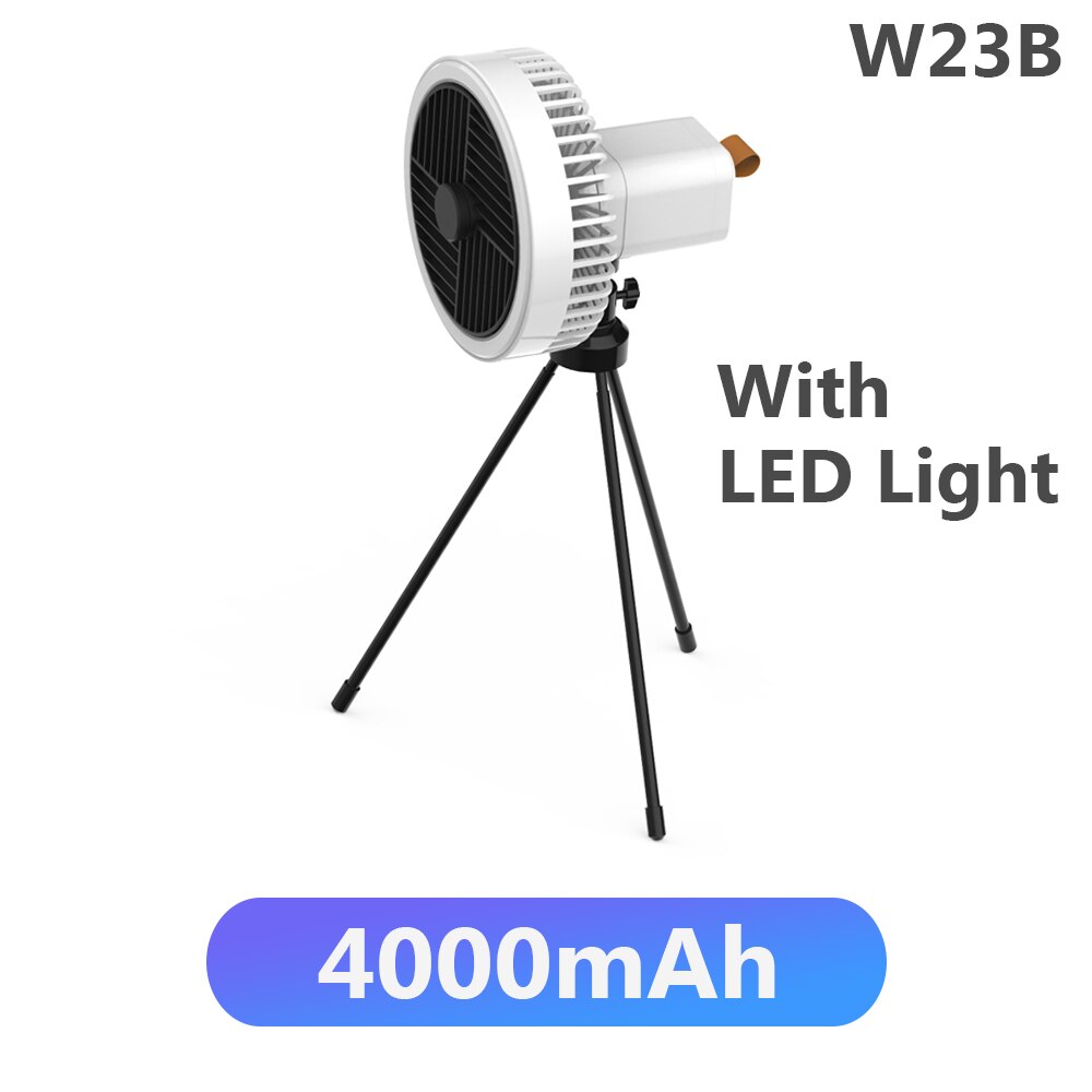 Multifunction Portable Electric Camping Fan Rechargeable Desktop Tripod Stand Cooling Ceiling Fan with LED Outdoor Dropshipping