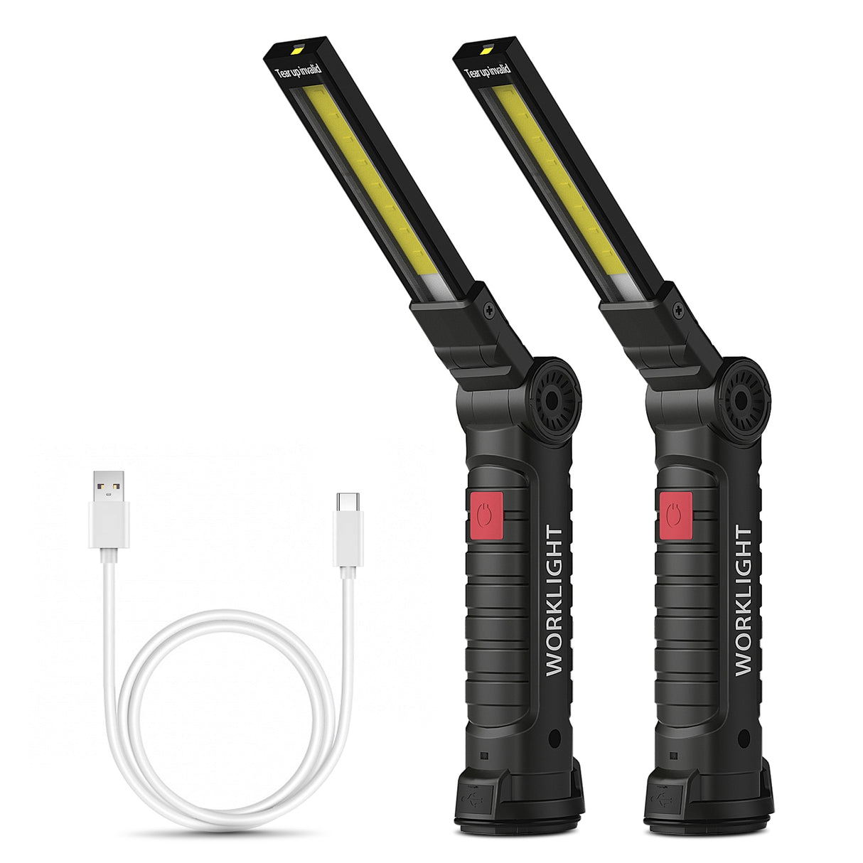 2PCS COB Working Light Outdoor Camping Flashlight Waterproof Torch Built-in Battery LED Lantern Linternas with Magnet Hook Lamp