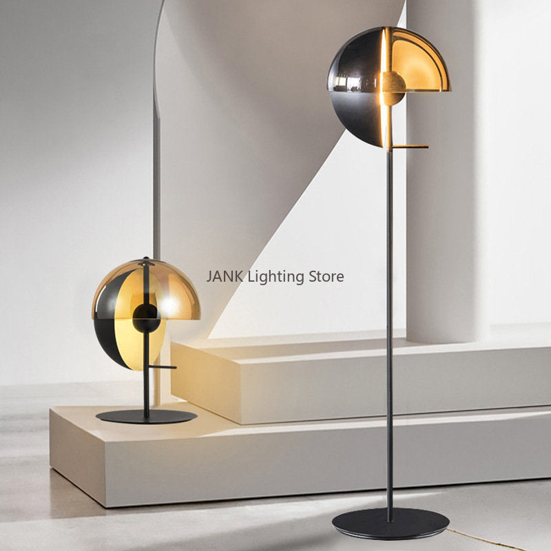 Designer LED Theia Floor Lamp for Bedroom Living Room Glass Hemisphere Industrial Corner Lamp High-end Decor Desks Lighting