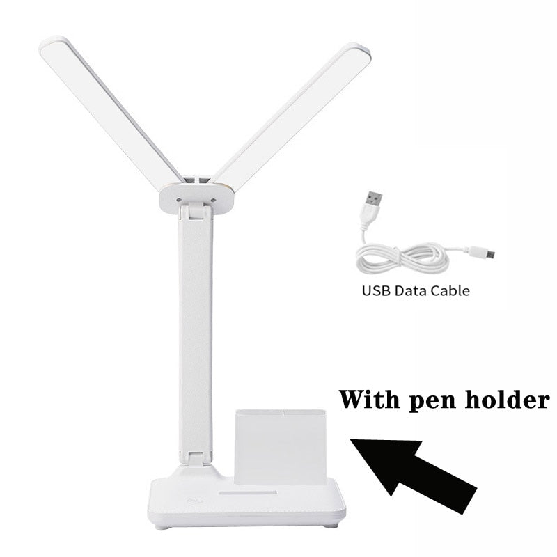 LED Double-head Desk Lamp，32PCS LED Lights Battery Operated Table Lamp with USB Charging Eye Protection Lights for Home/Office