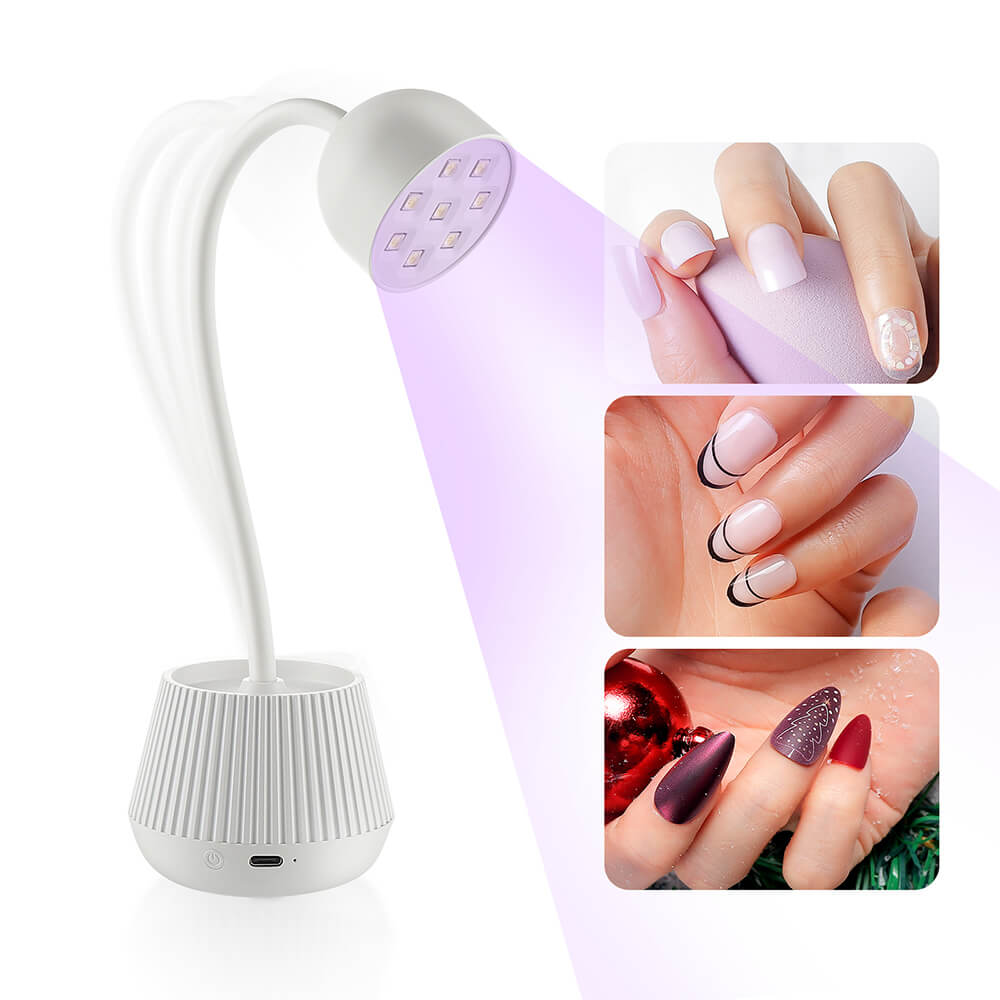 Mini Nail LED Lamp 24W Nail Dryer False Nail Manicure Polish Glue Fast Drying UV Light Nail Lamp 360° Bendable Table Lamp Design