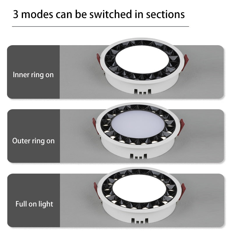 Led Spotlights Round Downlight Recessed Ultra-thin Grille Lamp Aluminum Ceiling Spot Light 7W 12W 18W 24W 36W Foco Lighting