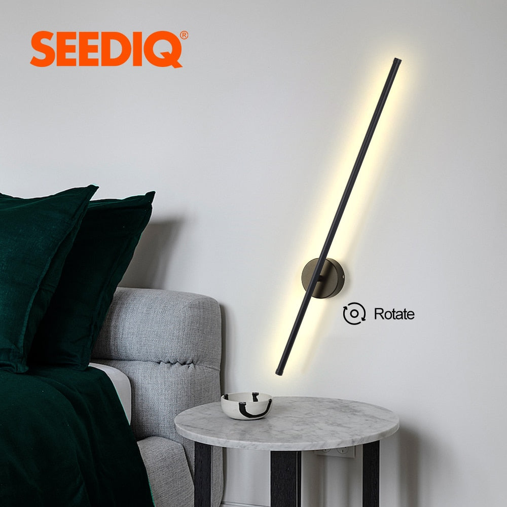 SEEDIQ Modern Led Wall Light Rotatable Black White Silver Wall Lamp AC85-265V Wall Sconce Light 100 120cm Long Wall Light