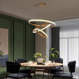 Modern 3 LED Circular Rings Pendent Light with Remote Control for Living Room