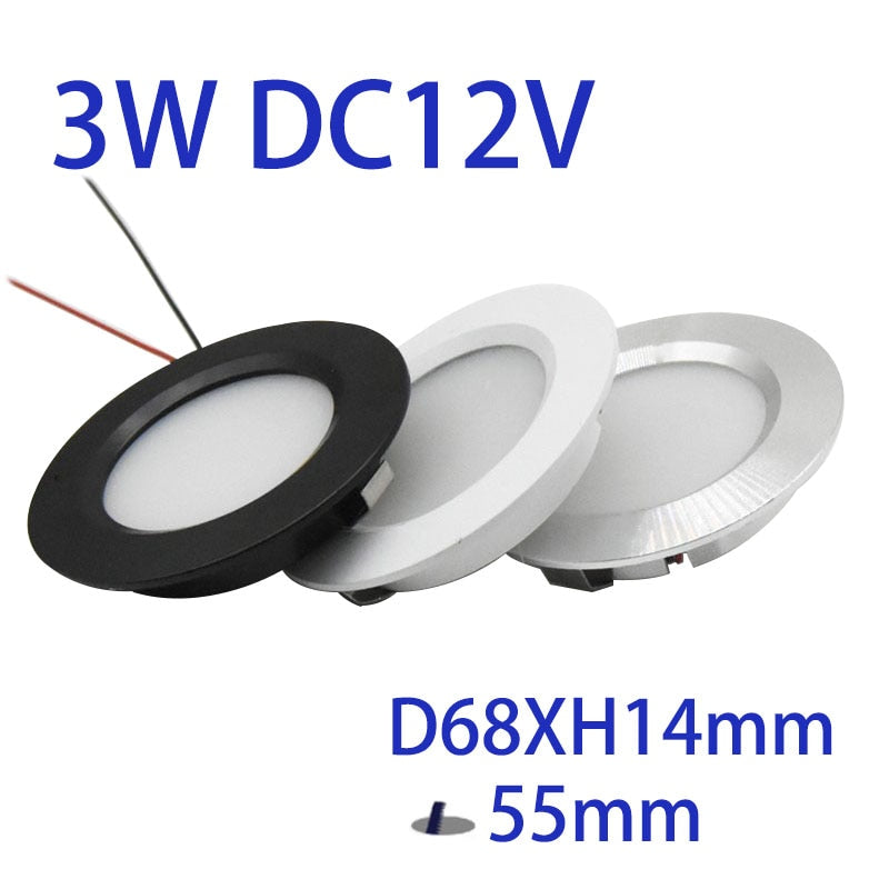 Dimmable 3W 5W 12V 24V LED Spotlight Ultra-thin 14mm 2inch Recessed Ceiling Lamp D55mm House Hotel Living Room Bulb Downlight
