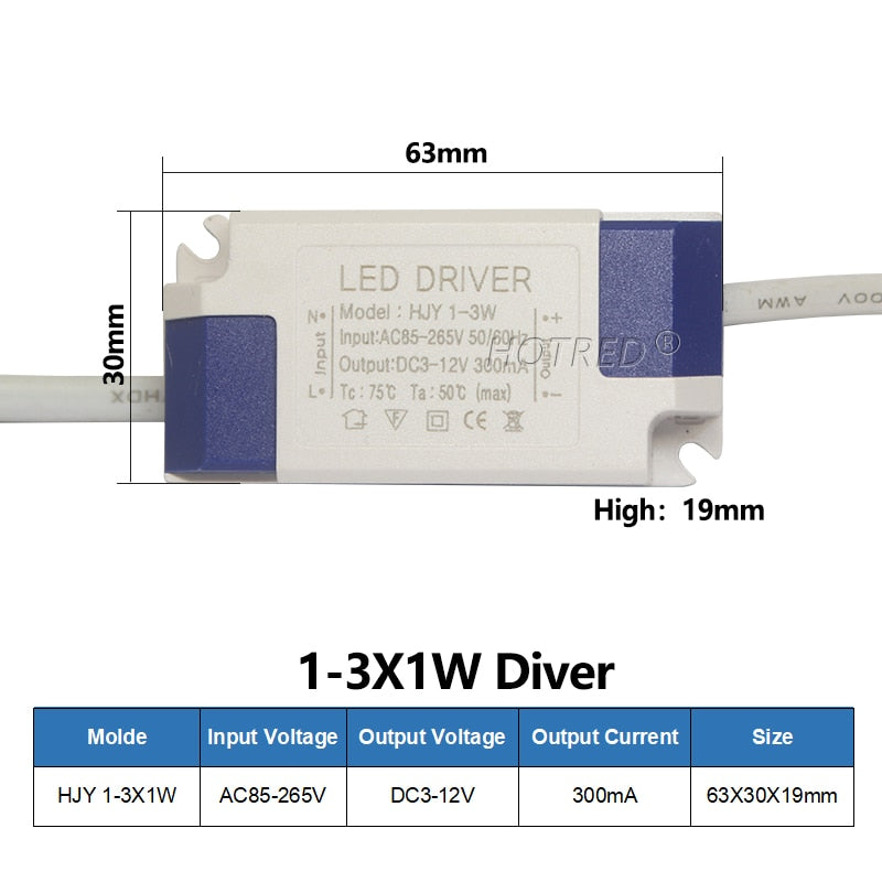 LED Driver 300mA 1W 3W 5W 7W 12W 18W 20W 25W 36W Constant Current Driver Power Supply AC85-265V DownLighting Transformers Bulb
