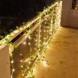 Flower Green Leaf String Lights Artificial Vine Fairy Lights Battery Powered Christmas Tree Garland Light for Wedding Home Decor