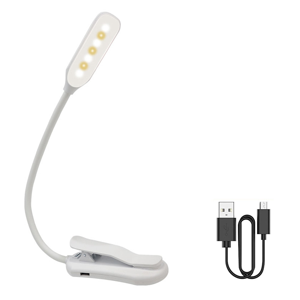Rechargeable Book Light 7 LED Reading Light with 3-Level Warm Cool White Daylight Flexible Easy Clip Night Reading Lamp in Bed
