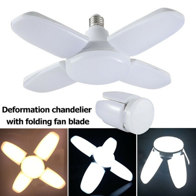 6500K 38W Cold White E27 LED Garage Light Deformable  AC175V-265V 3800LM Ceiling Fixture Lights Workshop Lamp