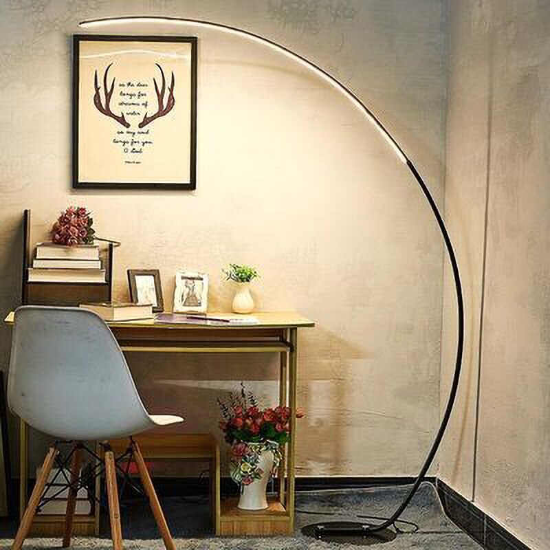 C Floor Lamp Dimming Remote Control Floor Light Black LED Corner Floor Lamp Bedroom Decoration Living Room Lamp Standing Light