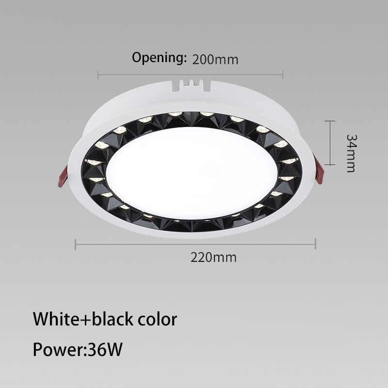 Led Spotlights Round Downlight Recessed Ultra-thin Grille Lamp Aluminum Ceiling Spot Light 7W 12W 18W 24W 36W Foco Lighting