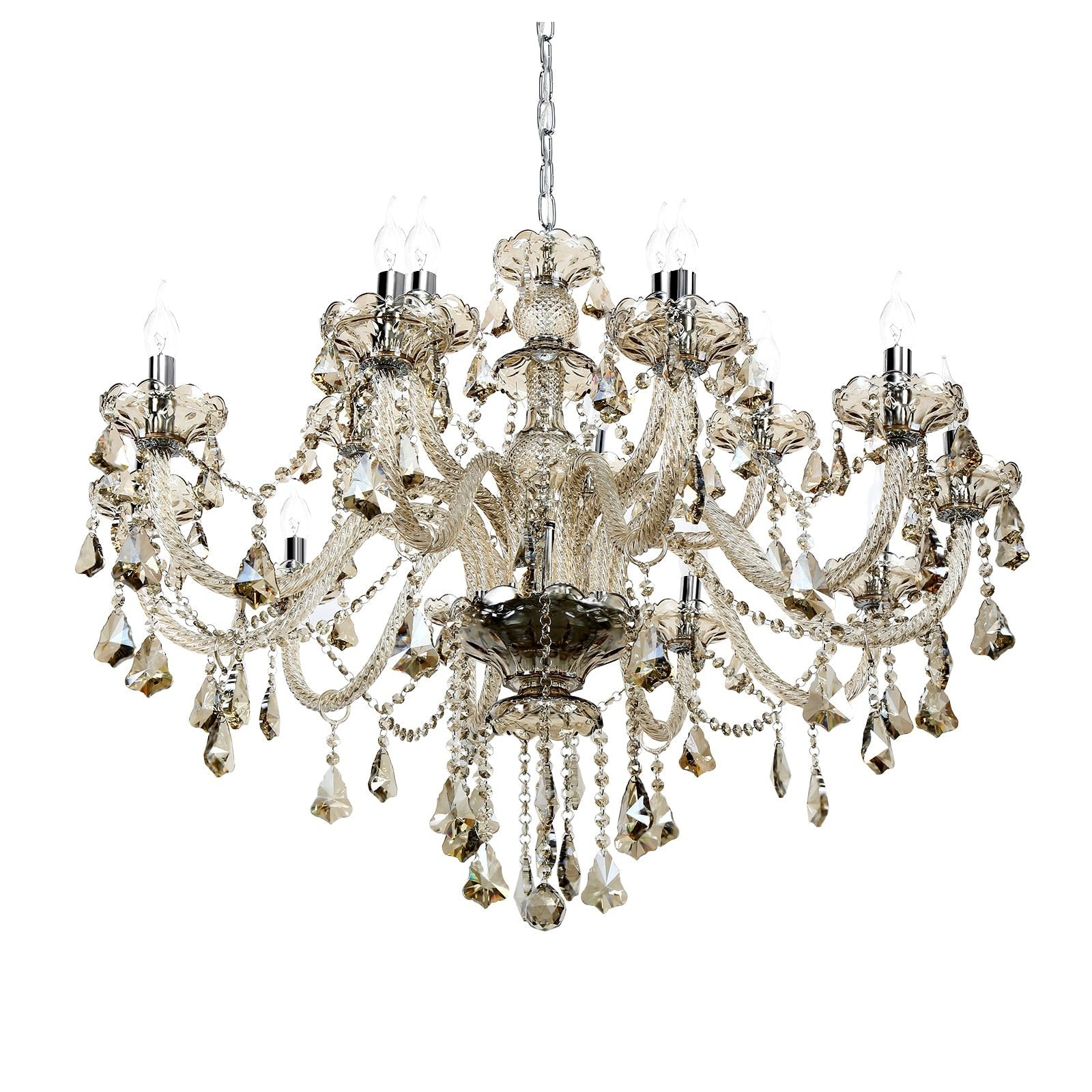 Luxurious K9 Crystal Chandelier 15-18 Arms Cognac/Transparent Ceiling Light For Living Room Home Hotel Apartment Decors