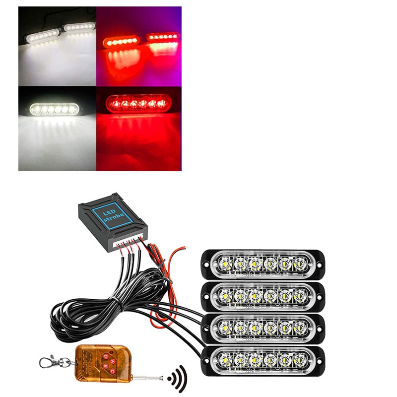 24 LED Strobe Light Wireless Car Emergency Flashing Light Car LED 12V Trailer Truck Strobos Police Warning Light Auto Diode Lamp