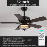Outdoor Waterproof Sun Protection DC Motor 35W Ceiling Fans Glass House Courtyard Summer House Ceiling Fan Lighting