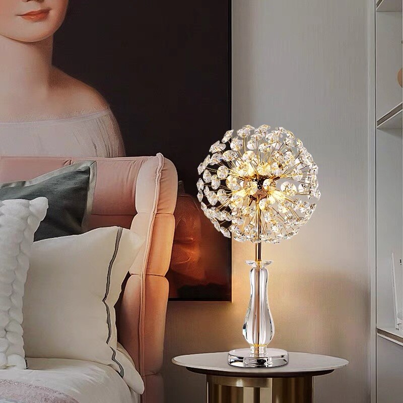 Morden LED Sun Flower Crystal Table Lamps Iron Creative Art Floor Lamp living Room Bedroom Study Bedside Lighting lustre Decor