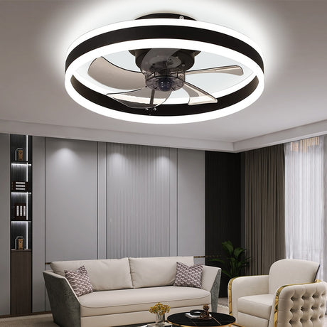 Modern Led ceiling fan without light DC motor 6-speed timing fan 18CM low floor loft remote control decorative fan with light