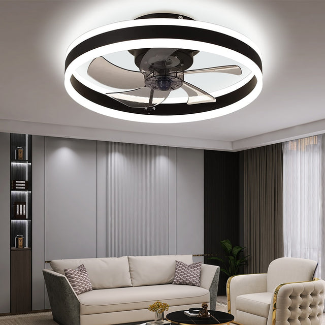 Modern Led ceiling fan without light DC motor 6-speed timing fan 18CM low floor loft remote control decorative fan with light