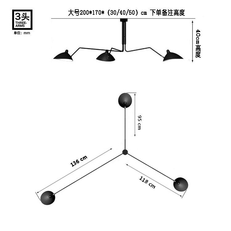 Nordic DaWn Spider Serge Mouille LED Wall Light Rotary Long Pole Wall Lamps for Living Room Bedroom Decor Sconce Light Fixtures