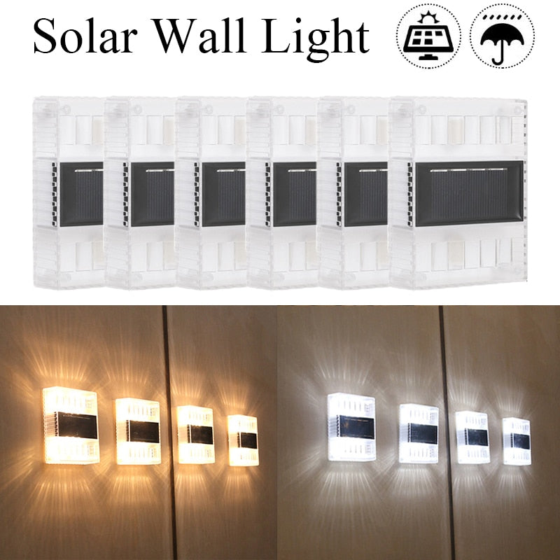 Outdoor IP65 Waterproof Solar Powerd Transparent LED ABS Wall Light Home Courtyard Garden Corridor Decorative Lights