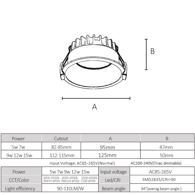 2021 Dimmable Anti-corrosion LED Downlight Anti-Glare Led Ceiling Lamp LED Spot Lighting Bedroom Kitchen Led Recessed Downlight