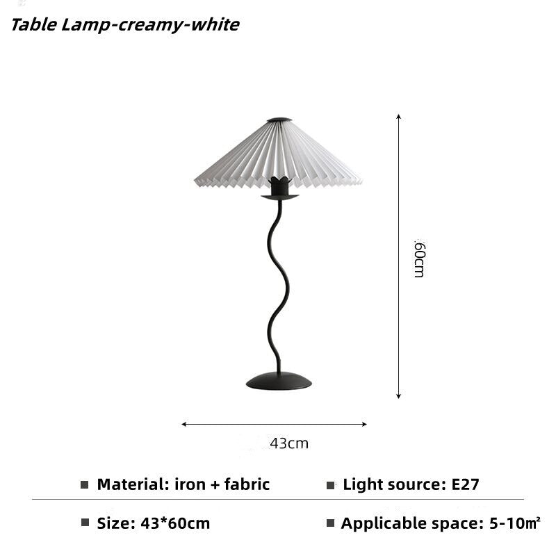 Pleated Skirt Lamp Shade Floor Lamp Japanese Minimalist Living Room Bedroom Ground Floor Lamp Bedside Atmosphere Table Lamp