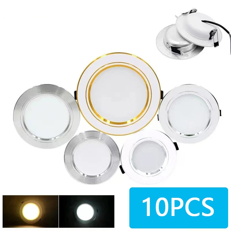 10Pcs High Brightness Round Recessed Ceiling Led Spot 220V 5W 9W 12W15W 18W Commercial Indoor Bedroom Recessed Ceiling Downlight