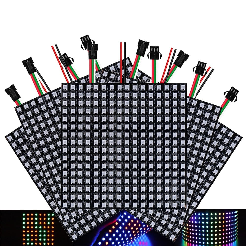 RGB LED Digital Flexible Individually Addressable Panel Light Strip WS2812 8x8 16x16 8x32 Module Matrix Screen 5V