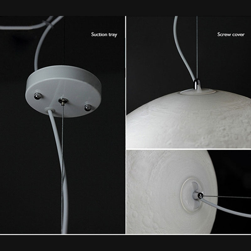Novelty Creative Pendant Light 3D Print Moon Atmosphere Chandeliers Restaurant Bar Living Dining Room Lamp Suspension Luminaire
