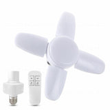 E27 LED Bulb Fan Blade Timing Lamp AC85-265V 28W 360° Foldable Led Light Bulb Home Ceiling Garage Light with Remote Controller