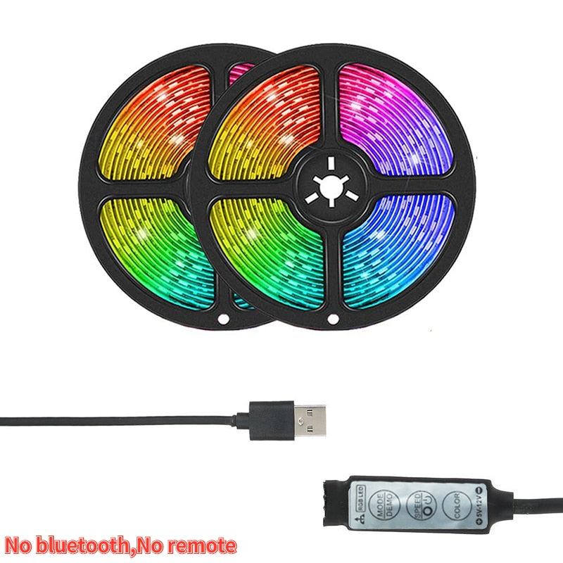RGB LED Light Strip USB 5050SMD Rgb Light Tape Flexible Leds Light Strip Tape Wall Bedroom Decor TV BackLight DIY APP Control
