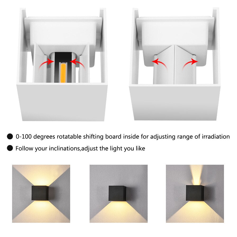 6W/10W LED Wall Light Outdoor Waterproof IP65 Porch Garden Wall Lamp &amp; Indoor Bedroom Bedside Decoration Lighting Lamp Aluminum