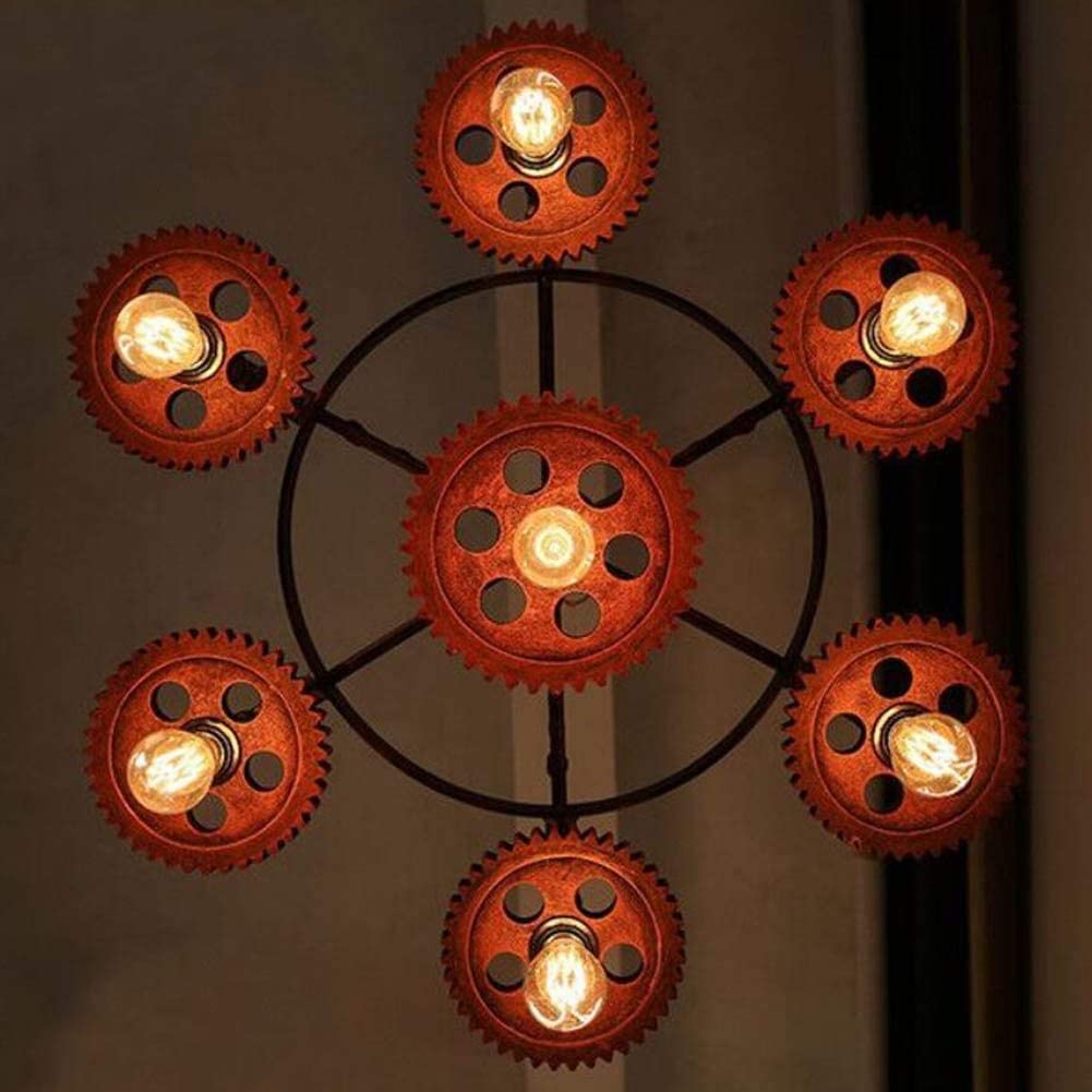 Industrial Chandelier Metal Bronze 7 Gear Steampunk Pendant Light