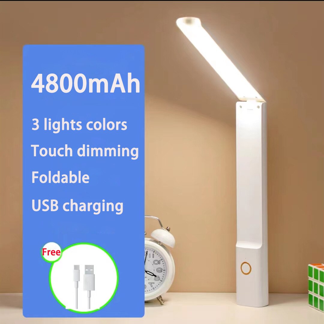 4800mAh 24 LED Table Lamp Eye Protection 3 Color Stepless Dimmable Desk Lamp USB Charging Battery Reading Night Light Book Light