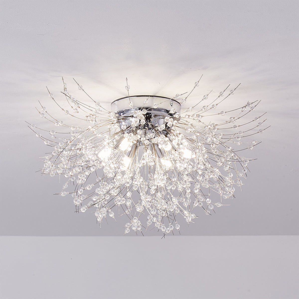 LED Crystal Firework Chandelier Modern Style Ceiling Light Fixtures 6 Light Pendant